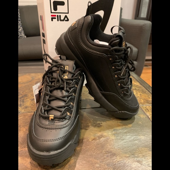 fila shoes black and rose gold